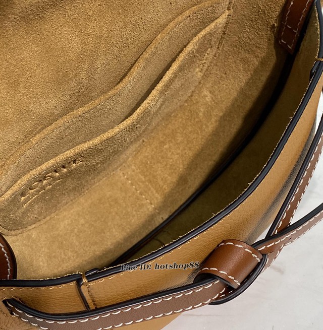 Loewe專櫃2022新款全新荔枝紋小牛皮馬鞍包 羅意威Gate迷你馬鞍包 10121 lyw1215